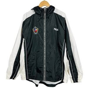 Vintage FILA Texas Cup Soccer Full Zip Jacket Sport Athletic Black White - M